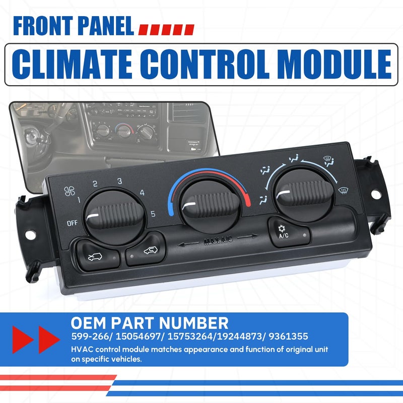 SJDYYMX Front Climate Control Module Panel for GMC Sierra Chevy Silverado 1999-2002 599-266/15054697/ 15753264/19244873/ 9361355 Heater A/C Control Switch Air Conditioning Climate Control Module - Image 3
